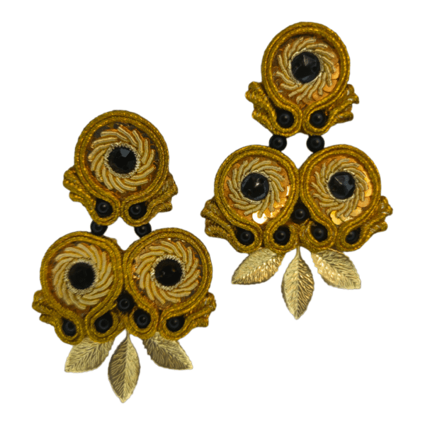 Pendientes Soutache con Alamares Taurinos en Oro y Negro