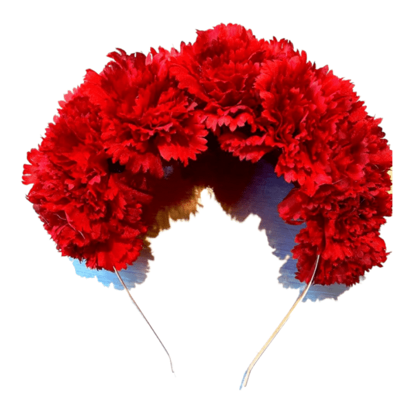 Diadema Dorada de Claveles Rojos