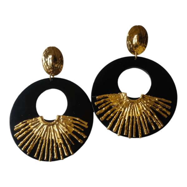 Pendientes de Aro Flamenca Negros Luna Dorada