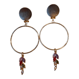 Pendientes Flamenca Aro Dorado y Piedras Colgantes