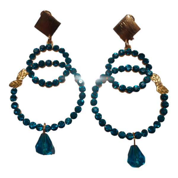 Pendientes de Aro Flamencos Dorados con Piedras Azules